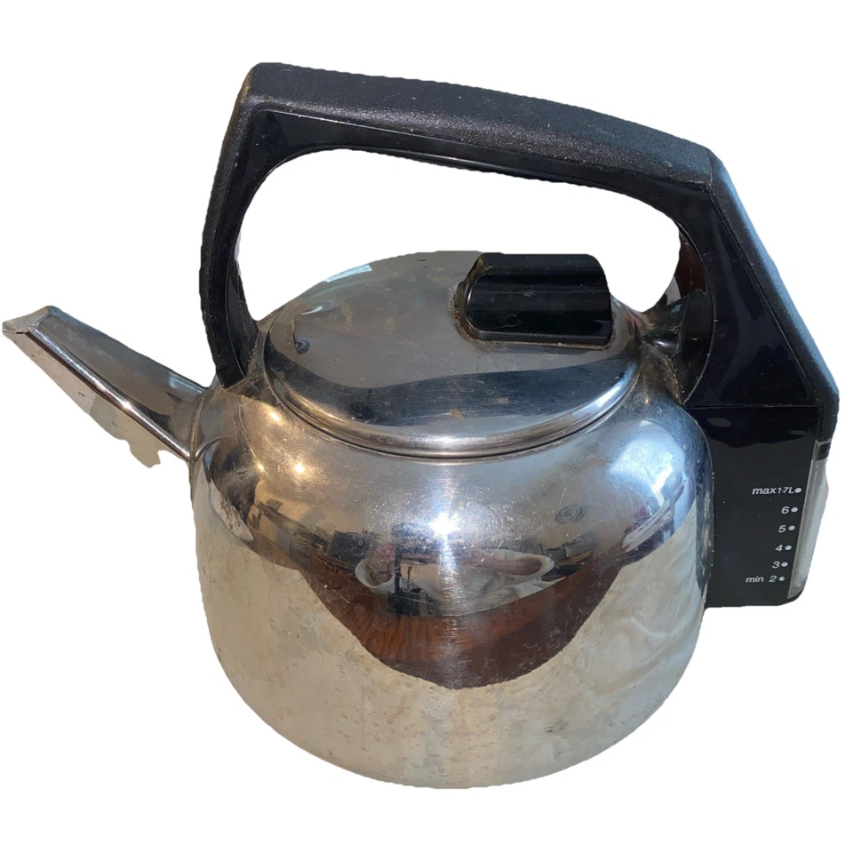 Винтажный электрический чайник Russell Hobbs 3104 MCM с серебристой черной ручкой без шнура сделано в Великобритании - Изображение 4 из 4