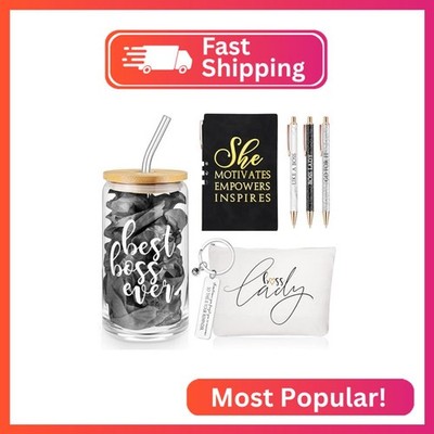 SiliFine 7 Pcs Boss Day Gift Sets Lady Thank You Gifts for Women Best Boss 16oz
