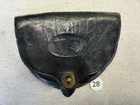 Antique Black Leather Military Cartridge Box Pouch Civil War Era Brass Hardware