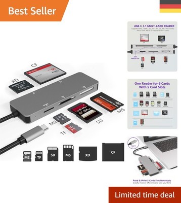 All-in-One USB C Kartenleser: Unterstützung für 5 Kartenformate - Plug & Play