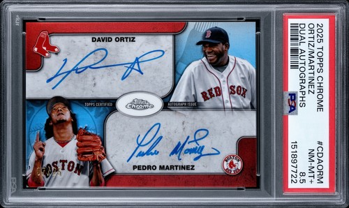 2025 Topps Chrome David Ortiz Pedro Martinez Dual Auto #/25 Red Sox HOF PSA 8.5