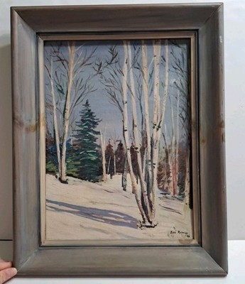 Vintage 20th Century Framed Oil Painting By Zoś Rusiecki Winter Forest