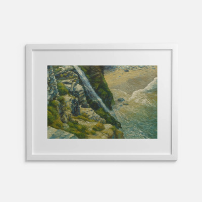 Tintagel ''Down Waterfall'' gerahmtes Acrylkunstwerk 10 x 8'' Cornwall Originaldruck