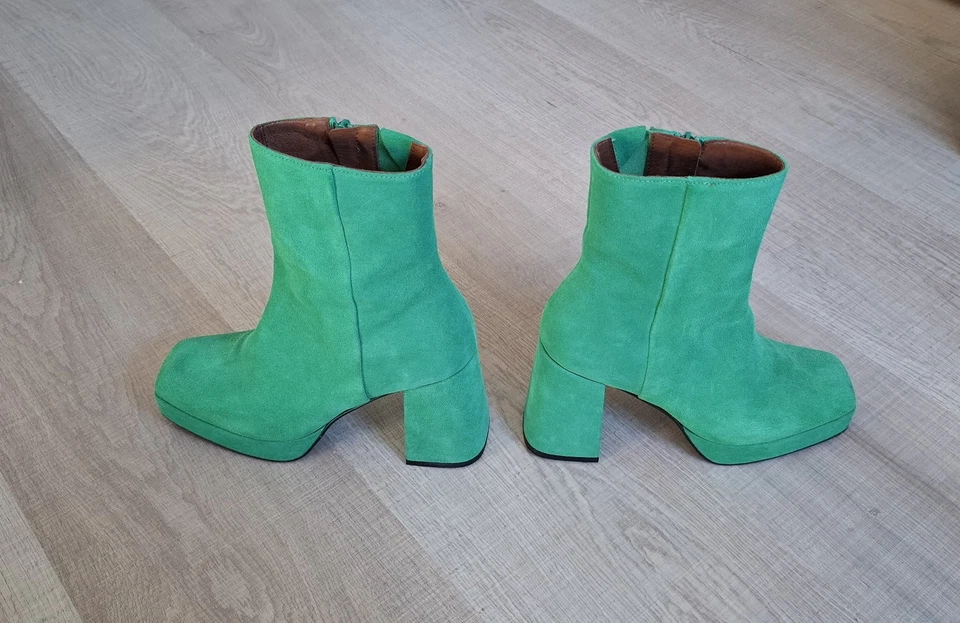 Sacha Bottines daim taille 38 vert comme neuf - Photo 4/4
