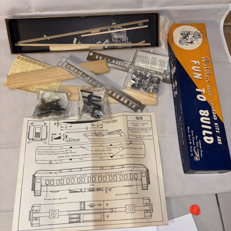HO Wood Kit By Walthers C&NW 60’ Utility Coach NOS