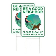 Meritwin Weatherproof Green Plastic Yard Sign Clean Up After Your Dog