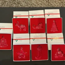 Orrefors Crystal Vtg Christmas Ornaments (7) - 1986,88,89,90,91,92,93