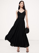 Banana Republic Cross-Back Jersey Maxi Dress Size XS Black Sleeveless Preowned