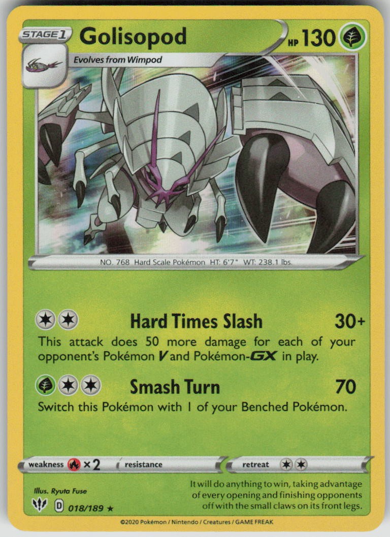 Golisopod Rare Holo Darkness Ablaze NM 018/189