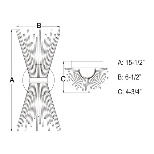 Vaxcel Lighting W0337 Nikko 2 Light 16" Tall Sunburst Wall Sconce - Gold - Picture 4 of 6