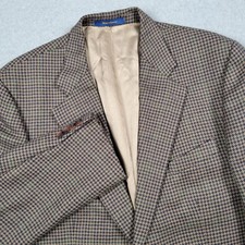 Chaps Ralph Lauren Blazer Men 46 Long Houndstooth Overcheck Sport Coat Old Money