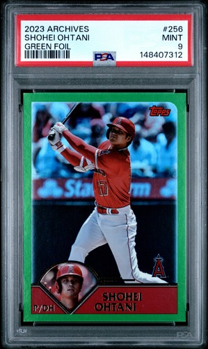 2023 TOPPS ARCHIVES GREEN FOIL #256 SHOHEI OHTANI 84/99 PSA 9