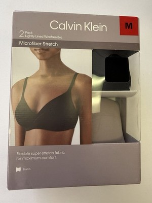 Calvin Klein 2-Pack Lightly Lined Wireless Bra Brushed Microfiber, Black/Cedar,M