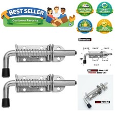 Spring Loaded Latch Pin, 304 Stainless Steel Barrel Bolt Thickened 2mm Door L...
