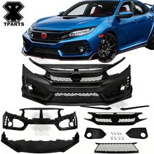 Type R Style Front Bumper Cover Kit Grille Lip For 2016-2021 Honda Civic