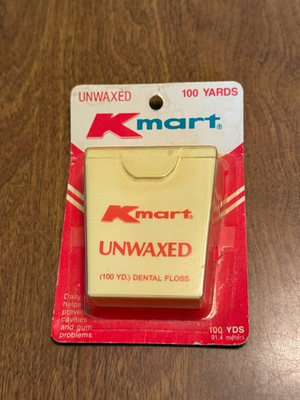 #ad Vintage Kmart Unwaxed Dental Floss 100 Yards USA Made Rare $34.99