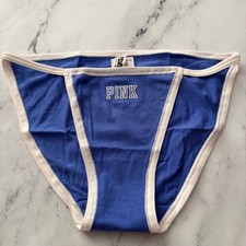 PINK Victoria's Secret String Bikini Panty Blue w/ Trim Logo S M L XL 2XL