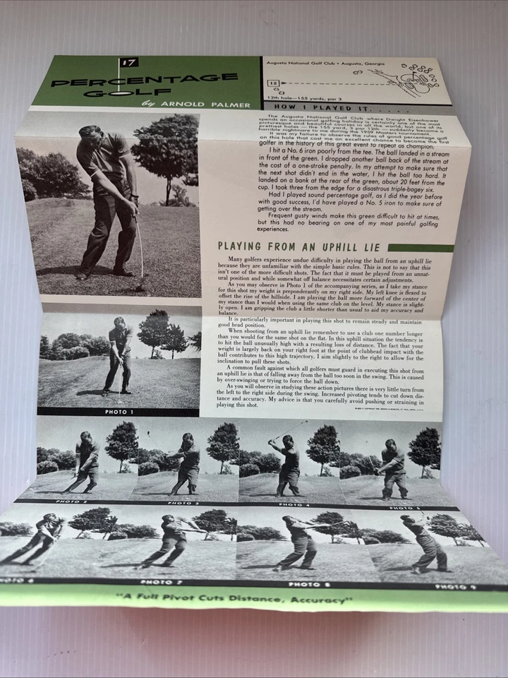 Arnold Palmer "Percentage Golf " Tip Pamphlet Young-Quinlan Rothschild Minnesota - Image 4 of 4