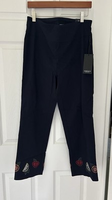 Jones & Co Women s Black Woven Polyester Slim Leg Mid Rise Ankle Pants Stretch