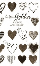 Golden 50th Wedding Anniversary Card Choice Lovely Verses 7"x5"