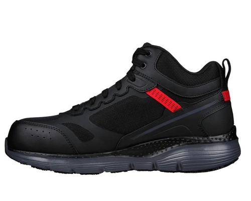 Men's Skechers Work Arch Fit Slip Resistant Bensen Boot CT 200159 Black Red - Picture 3 of 5