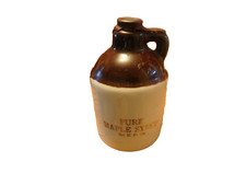 P.C.A. Pure Maple Syrup Advertising Crock Jug 8 Ounces Empty Made In USA