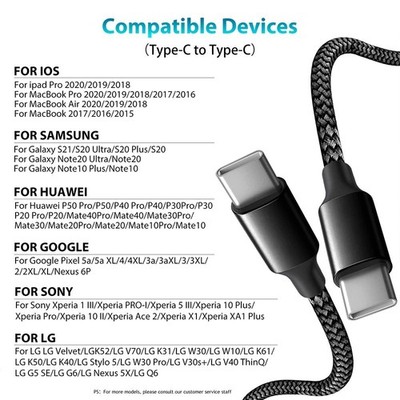 USB-C to USB-C charging cable,60W fast charging data cable