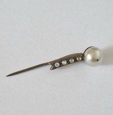 Jugendstil Anstecknadel mit Perle & Steine