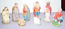 Vintage 8 sztuk Fontanini (?) Zestaw szopkowy papier kredowy mâché ? Święta Rodzina