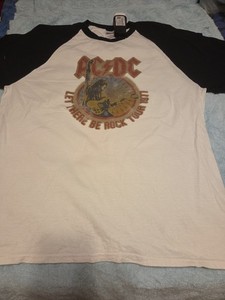 AC/DC LET THERE BE ROCK 1971 TOUR Jersey T-shirt Ringer Size  XL ANVIL DISTRESS