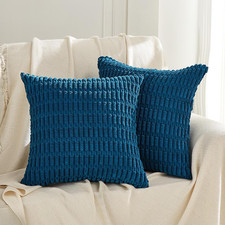 2 Packs Teal Decorative Throw Pillow Covers 18x18 Inch for Living Room Couch Bed