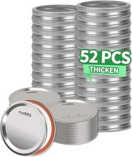 52Pcs Mason Jar Lids with Rings Regular Mouth, Upgrade Canning Lids with Rings