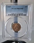 1867 1c Indian Head Cent Proof PCGS PR62RB