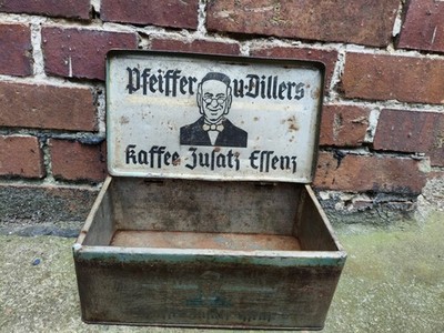 Alte Blechdose Pfeiffer und Dillers '' Kaffee- Zusatz - Essenz '' Deko Dose Metall