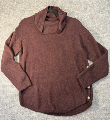 AB Studio Women Burgundy Long Sleeve Turtleneck Pullover Sweater Sz Large