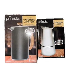 Primula Cafetière A Piston and Espresso Maker Stainless Steel Acier Inoxydable