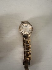 Fossil Women's Gold-Tone Analog Wristwatch Gold Metal Bracelet Silver Dial