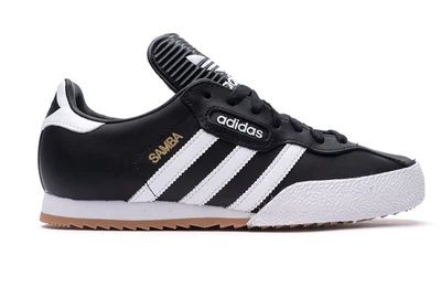 Adidas Samba Super Herren Originals Schwarz Leder Schuhe Turnschuhe Uk Größe 7-12