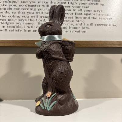 VTG Faux Chocolate Bunny Rabbit Decorative Easter Spring Figurine Resin Eggs