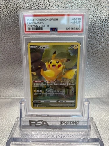 2023 POKEMON SWORD & SHIELD CROWN ZENITH #GG30 FULL ART/PIKACHU PSA 8