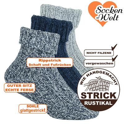 12 - 24 Paar Dicke klassisch-rustikale warme Baby Norwegersocken mit Schafwolle