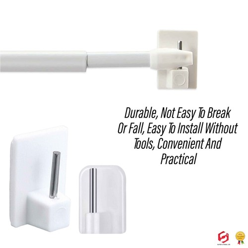 10 Stück Selbstklebende Gardinenstange Haken Ende Weiß Fenster Netz Halter PVC Stütze - Bild 7 von 12