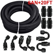 Black 8an -8an Nylon Braided E85 Ptfe Fuel Line 20ft 10 Fittings Hose Kit E85