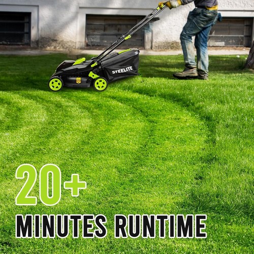 Compact Green Electric Lawn Mower 13.2 Inch with 21V Battery for Small Yards - Picture 10 of 21