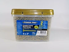Power Pro 967788 Premium Exterior Wood Screws #9 x 3" Rust Resistant (2000 Ct)