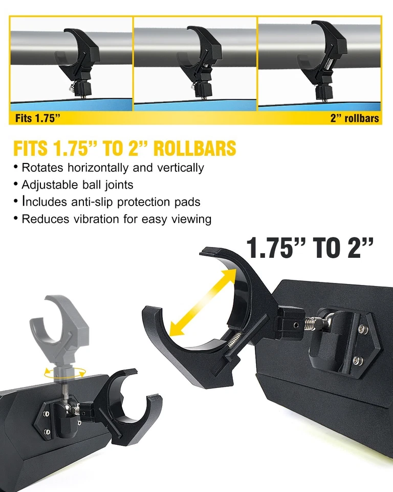 Espejo retrovisor central LED de 17" convexo 1,75" -2" para Polaris RZR 570/900/XP 1000 Foto 2 de 4