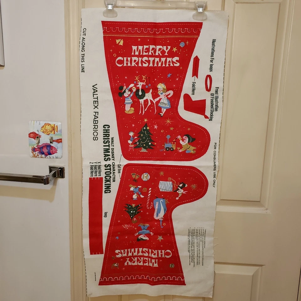 Vintage Valtex Walt Disney Christmas Stocking Cut & Sew Fabric Panel 16" x 11" - Image 2 of 4