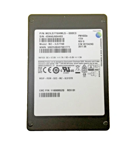 Samsung PM1633a 800GB SAS 12Gb/s 2.5 SSD MZ-ILS960N 1DWPD Enterprise 15mm