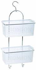 Metal Frame Plastic Deep Basket Shower Caddy Storage Tidy Organizer With Hook