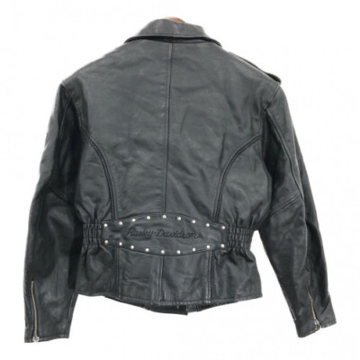 HARLEY DAVIDSON Leather Double Riders Jacket, Size:M Black VG